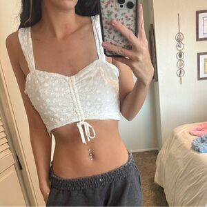Princess Polly White Eyelet Crop Top